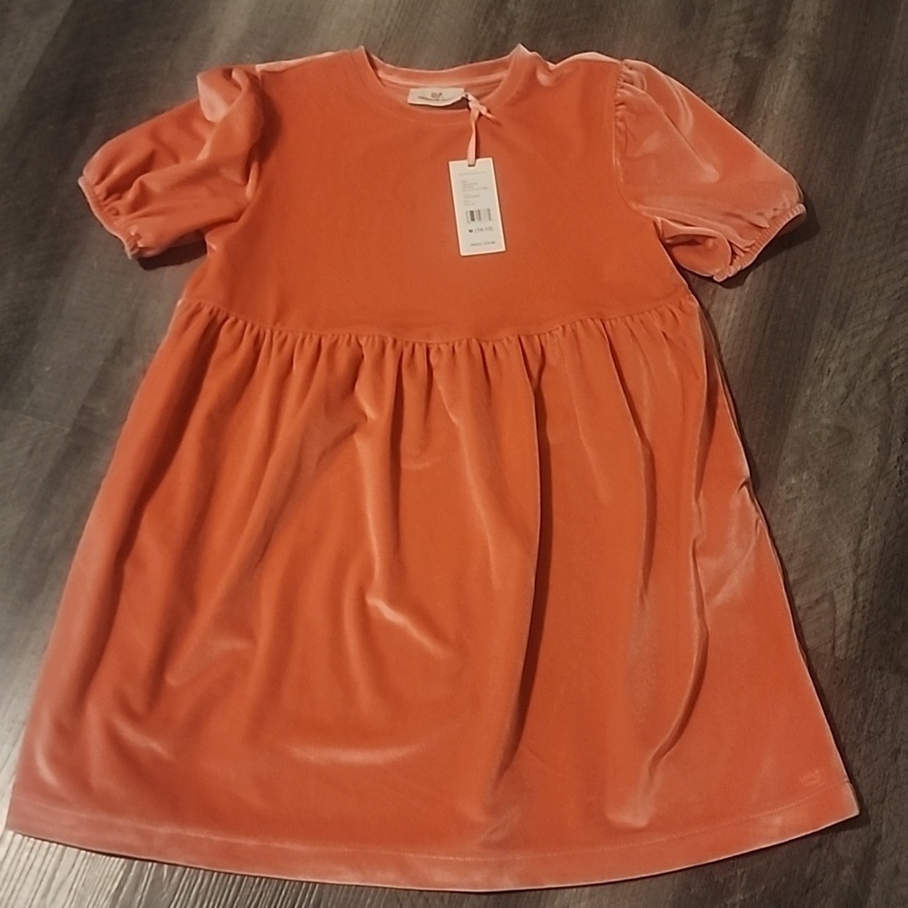 VINEYARD VINES GIRLS VELVET PUFF SLEEVE DRESS SIZE 10-12